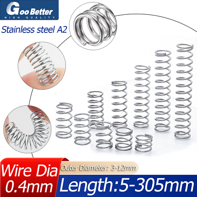 #ad Compression Spring Wire Dia 0.4mm Pressure Small Stainless steel Micro Miniature $2.88