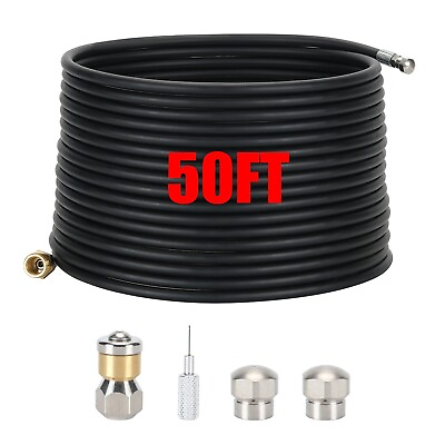 #ad Sewer Jetter Nozzle Kit 1 4quot; NPT 50FT Drain Cleaning Hose For Pressure Washer $51.16