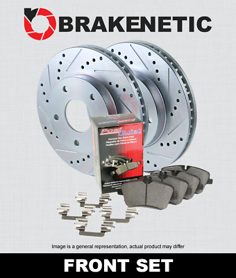 #ad FRONT BRAKENETIC Sport Drill Slot Brake Rotors Ceramic Pads BSK82838 $176.00