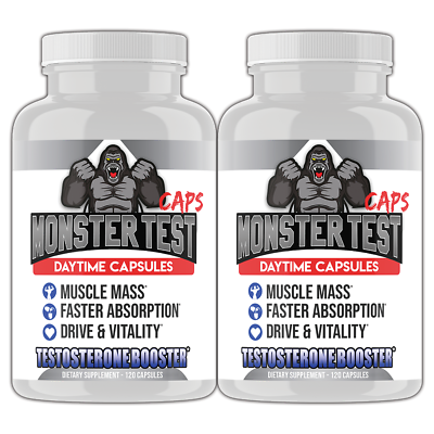#ad #1 Testosterone Test Booster Monster Test Caps Male Drive Men#x27;s Pills 120ct 2pk $21.99