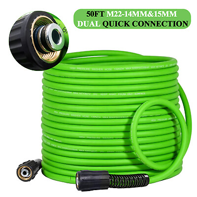 #ad Super Flexible High Pressure Washer Hose 1 4quot; M22 Female or 3 8quot; Quick Connect $31.99