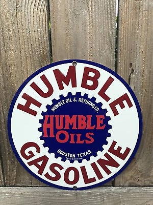 #ad #ad Humble Texas gasoline Oil Oils vintage Round Metal sign Reproduction $20.00