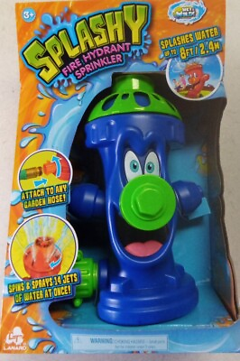 #ad Splash Fire Hydrant Sprinkler Attach To Any Garden Hose Spin Sprays Water Blue $11.40