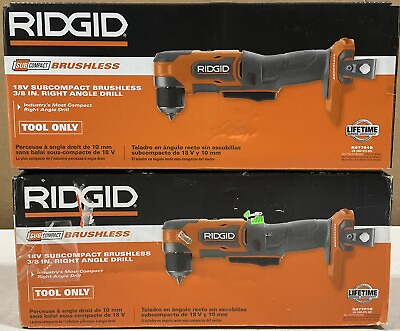 #ad LOT OF TWO RIDGID R87701B 18V SubCompact Brushless 3 8 in. Right Angle Drill $99.95
