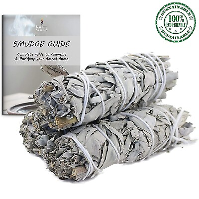 3 Pack White Sage Smudge Sticks 4 Inch with Smudge Guide For Cleansing Smudging #ad $7.99