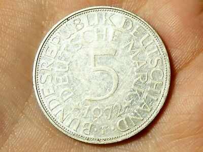#ad 1972 German 5 Deutsch Mark Coin Stuttgart Mint Letter F EAGLE #G2 GBP 15.00