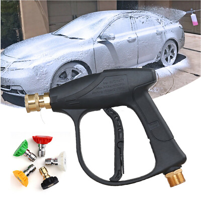#ad 4350PSI High Pressure Washer Gun Car Wash Foam Spray Short Wand Nozzle Tips US $6.39