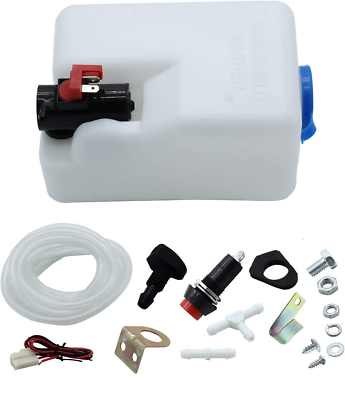 #ad Windshield Washer Pump Bottle Tank Jet Hose Connectors Universal Kit 12V $29.99