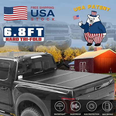 #ad 6.8FT Hard Tri Fold Tonneau Cover Truck Bed for 1999 2024 F250 F350 SuperDuty $408.08