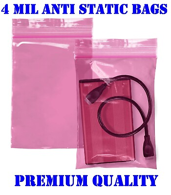 Pink Anti Static Plastic Bag Top Lock Zip Seal 4MIL Reclosable 2x3x4x5x68912 #ad $361.94