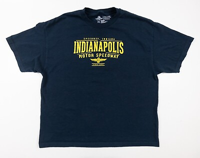 #ad Indianapolis Motor Speedway Shirt Men#x27;s 2XL XXL Blue Short Sleeve Car Racing Tee $8.99