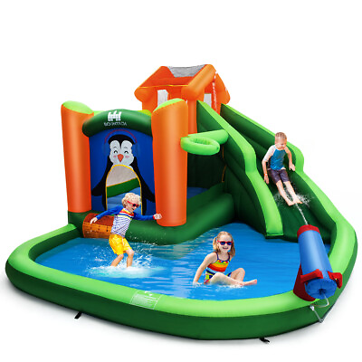 #ad #ad Inflatable Water Park Slide Bouncer w Climbing Wall Splash Pool Water Cannon $189.99