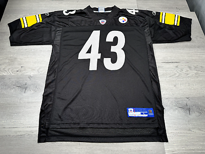 #ad Pittsburgh Steelers Jersey Men L Black Yellow Troy Polamalu Reebok NFL #43 $32.99