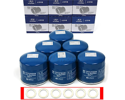 #ad 26300 35505 Genuine OEM Engine Oil Filters with Washers for Hyundai Kia 6pc $32.00