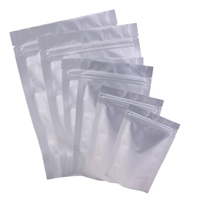 #ad New Heavy Duty Silver Foil Stand Up Zip Seal Resealable Bags Multiple QTY Sizes $188.99