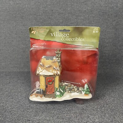 #ad Holiday Time O#x27;Well Christmas Village Accessory Figure Thatched Roof Milk House $12.74