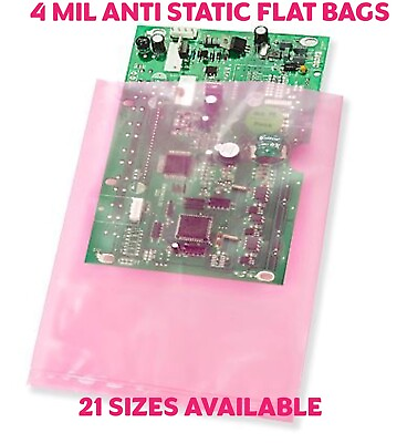 Pink Open Ended Flat Top Anti Static Bag AntiStatic Poly Bags 4mil Electronic #ad $201.53