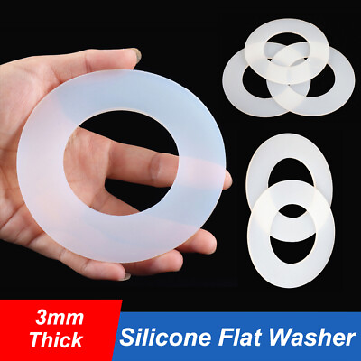 #ad White Silicone High Temp FDA Flat Ring Rubber Washer Seal Gaskets 3mm Thick $1.78