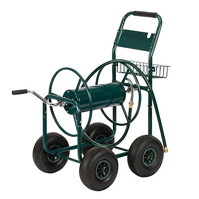 #ad Garden Hose Reel Cart with Wheels Heavy Duty Yard Water Planting Holds w Basket $106.69
