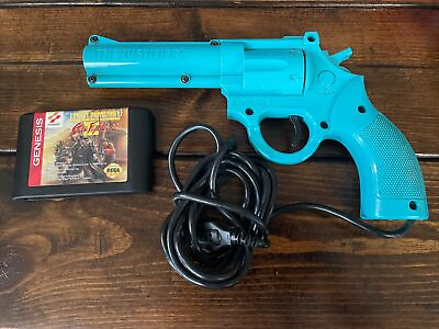 #ad Sega Genesis Justifier Blue Gun Zapper with Lethal Enforcers II TESTED $69.99