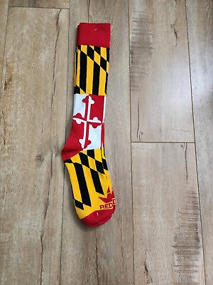#ad #ad NEW Red Lion Flag Crew Socks MARYLAND White Red Gold Black NO SIZE TAGS 9in $19.99