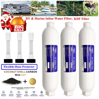 #ad 3 PACK Marine RV Inline Water Filter Flexible Hose Protector Drinking Gardening $29.99