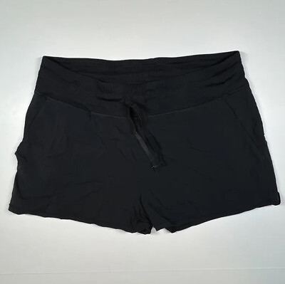#ad Tuff Athletics Women Black Shorts Size XL Drawstring Yoga Workout Pockets $14.95
