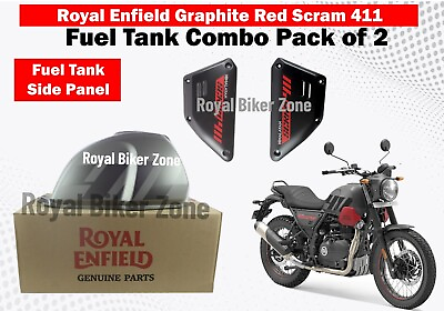 #ad #ad Royal Enfield quot;Petrol Fuel Gas Tank Combo Pack of 2 Graphite Red Scram 411quot; $401.47