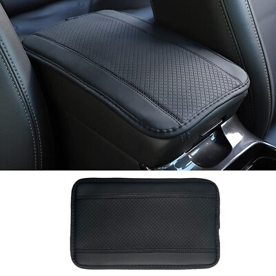 #ad All Black Parts Leather Armrest Cushion Cover Center Console Box Mat Protector $8.59