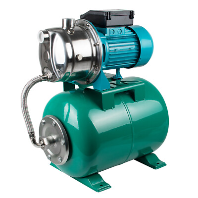 1HP 750W Motor Shallow Well Jet Pump with Pressure Tank 740GPH Stainless Steel $189.99