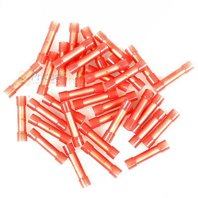 #ad 100 Pieces 22 to 18 Gauge Wire Butt Connectors Red Nylon Crimping Terminals $6.49