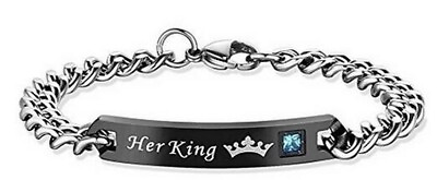 #ad Stainless Steel Her King Bracelet USA Seller $7.95