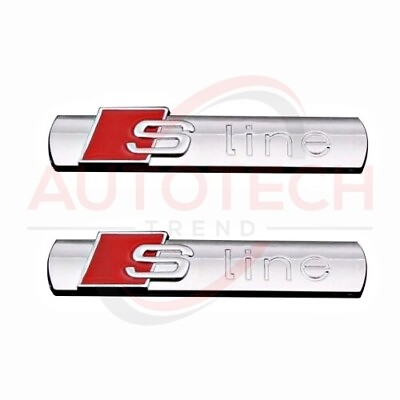 #ad Set of 2 Audi S Line Silver Side Emblem Fender Badge A1 A3 A4 A5 A6 A7 A8 Q5 Q7 $14.99