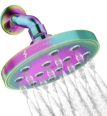 #ad SparkPod Shower Head High Pressure Rain Luxury Easy Install 6quot; Round Rainbow $15.00