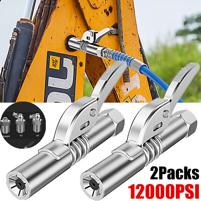 2Packs Grease Gun Coupler High Pressure Quick Release Lock Oil Injection Nozzles $15.53