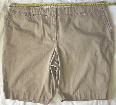 #ad LANDS’ END Women#x27;s High Rise Stretchy Shorts Flat Front Tan See Photos For Size $11.99