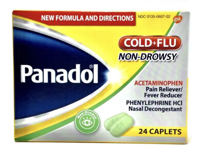 #ad Panadol Cold and Flu Non Drowsy 24 Caplets Acetaminophen ColdFlu $16.99