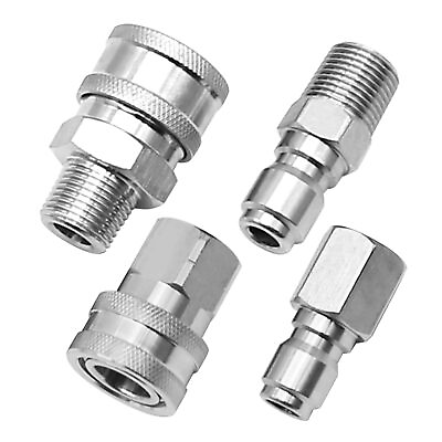 #ad 2 Sets 3 8 Inch NPT Stainless Steel Pressure Washer Quick Connect Plug Couple... $30.08