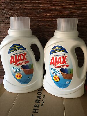 2X AJAX CLASSIC Free amp; Clear Laundry Detergent For All Machines 40 OZ each $12.00