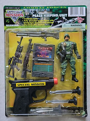 #ad NEW COMBAT FORCE SPECIAL MISSION PEACE KEEPING UNIT FIGURE WITH DART GUN a68 $29.99