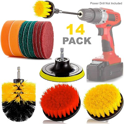 #ad 14PCS Drill Brush Attachment Set Power Scrubber Scrub Polishing Buffing Pads Kit $24.99