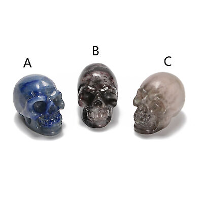 #ad Blue Aventurine Blood Stone Fluorite Carved Halloween Skulls Size 2‘’ $13.99