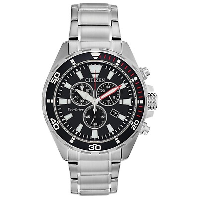 #ad Citizen Eco Drive Brycen Men#x27;s Chronograph Date Multi Dial Watch 44MM AT2438 53E $139.99