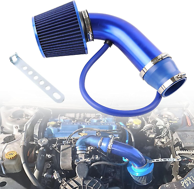 #ad 3quot; Cold Air Intake Pipe Universal Induction Kit Aluminum Hose With Filter Blue $40.78