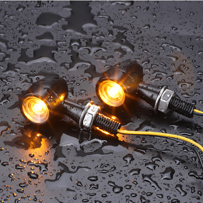 #ad Mini Motorcycle LED Bullet Turn Signals Blinker Light Indicator Amber Black Lamp $12.98