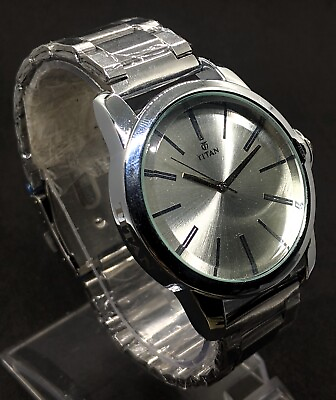 #ad #ad Amazing Titan Quartz Silver Dial Analog Stainless Steel Band Men#x27;s Wrist Watch $14.99