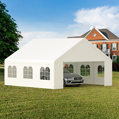 #ad 20x20ft Car Canopy Heavy Duty Gazebo Wedding Party Tent Garage White Outdoor $391.99