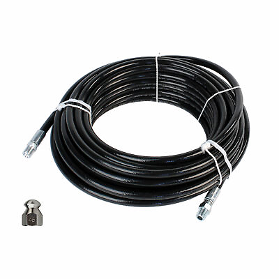#ad Schieffer 1 4quot; x 50#x27; 4400 PSI Thermoplastic Sewer Jetter Hose amp; 4.5 Nozzle $60.99