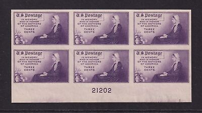 #ad 1935 Mothers of America Sc 754 FARLEY MNG plate block no gum as issued W7 $12.39