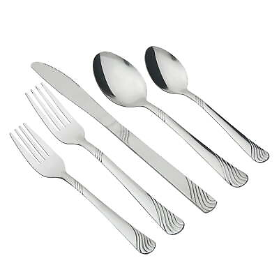 #ad Swirl 49 Piece Stainless Steel Flatware and Organizer Tray Set Service for 8 $13.16